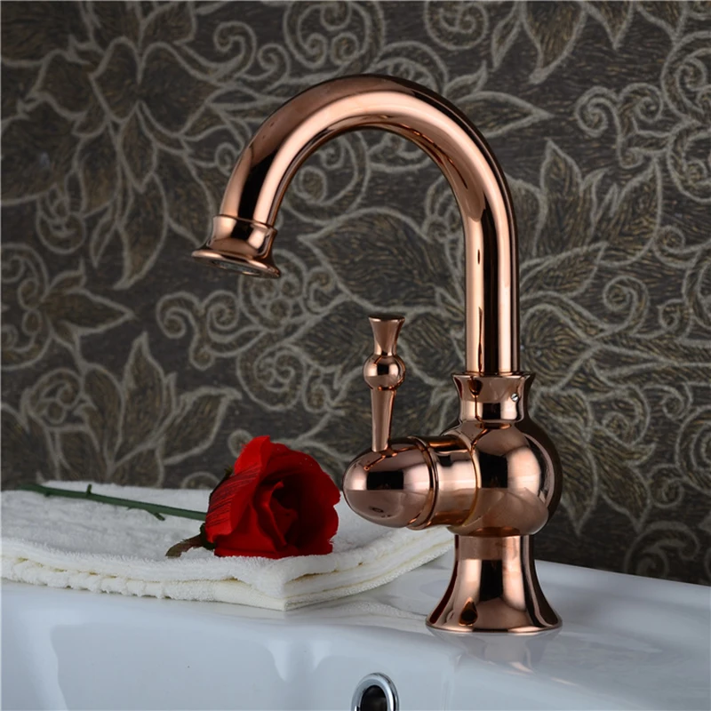 Vidric Kitchen & bathroom hot and cold water sink faucets deck mounted basin taps mixer washbasin rose gold faucet golden faucet