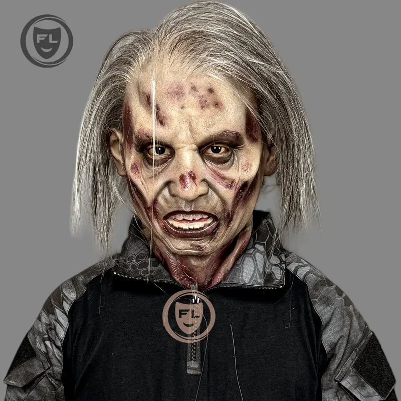 Cross border zombie soldier silicone mask full face halloween cosplay horror mask cos prop mask