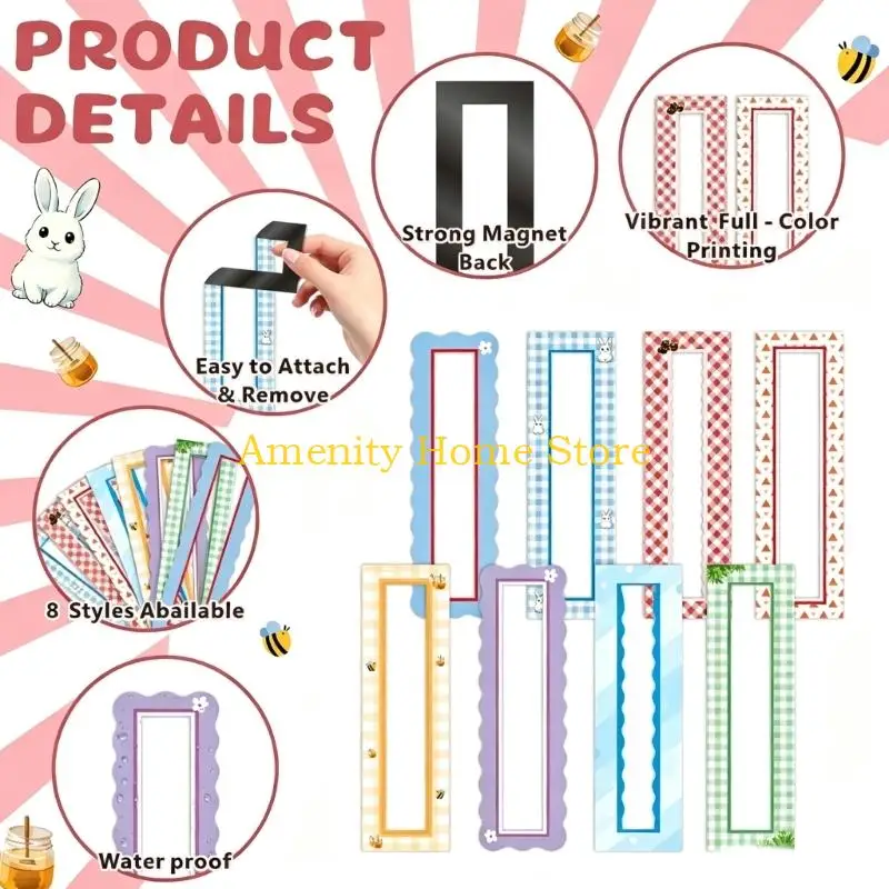 F26C Colorful Narrow Photo Set, 8 Piece Mini Acrylic Photo Frame for Shelf Display, Fridge Use, Desk Styling and Everyday Photo