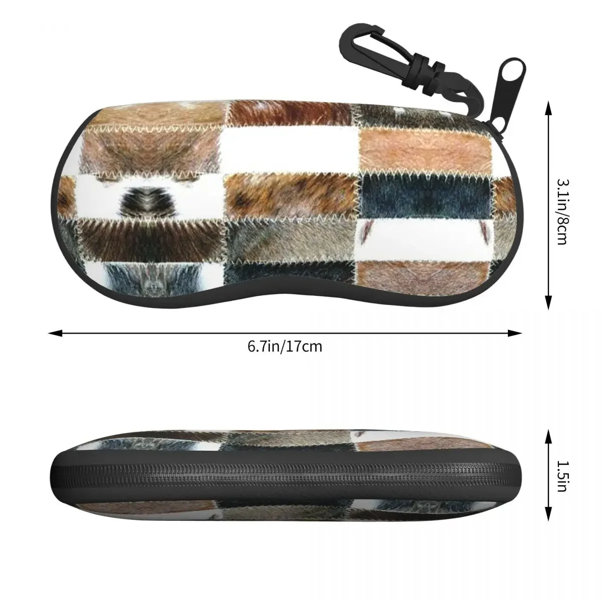 Custom Cowhide Patchwork Texture Print Shell Glasses Case Fashion Animal Fur Leather Eyeglasses Case Sunglasses Protector Box