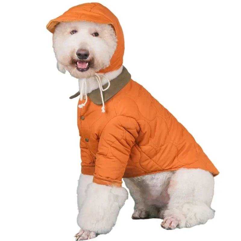 

Зимняя одежда для собак, маленькая, большая, одежда для домашних животных, шапка, самоедский хаски, бордер-колли, гигантский пудель, лабрадор, костюм золотистого ретривера