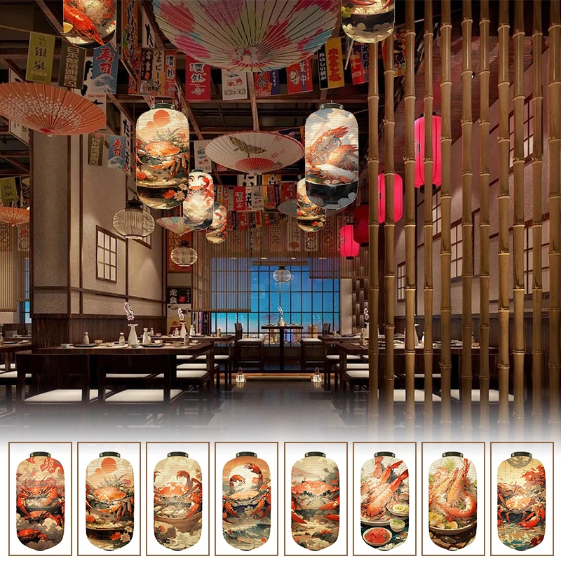 25x45cm Japanese Ukiyo-e Cloth Lantern Sushi Hot Pot Restaurant Decoration Indoor Outdoor Waterproof Sunscreen Hanging Lanterns