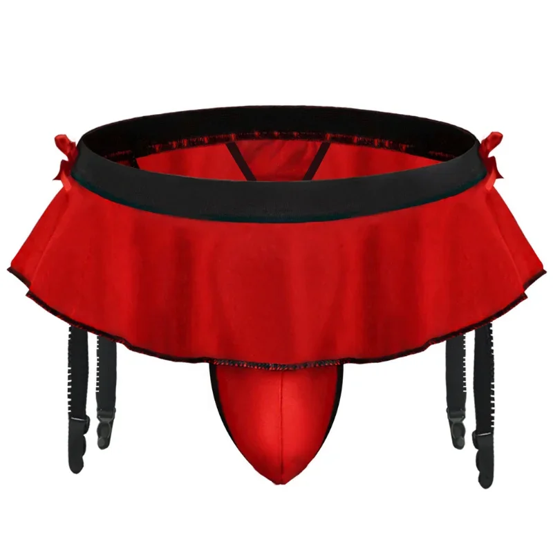 

Men Jockstrap Skirts G-String Garter Belt Sexy Sissy Pouch Underwear Low Rise T-Back Briefs Gays Imitates Lingerie Underpants