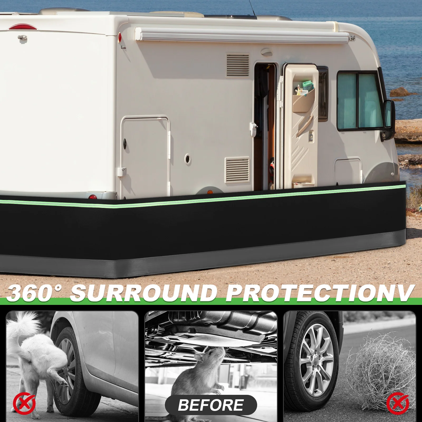 Underpinning Cover with Tightly Metal Plates Windproof Trailer Skirts Easy Installation Waterproof for Travel Trailer Motorhome