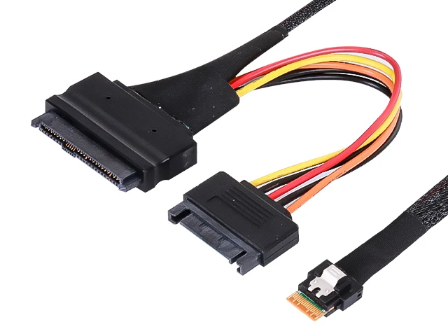 

50 см SlimSAS SFF-8654 4i в U.2 SFF-8639 Кабель-переходник 15-контактный шнур Линия 32AWG Луженая медь PCIE4.0 SSD-кабель