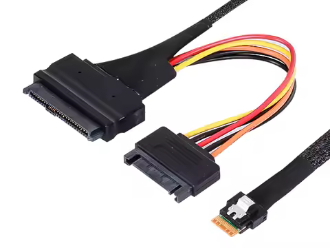 50CM SlimSAS SFF-8654 4i to U.2 SFF-8639 Converter Cable 15pin Cord Line 32AWG Tinned-copper PCIE4.0 SSD Cable