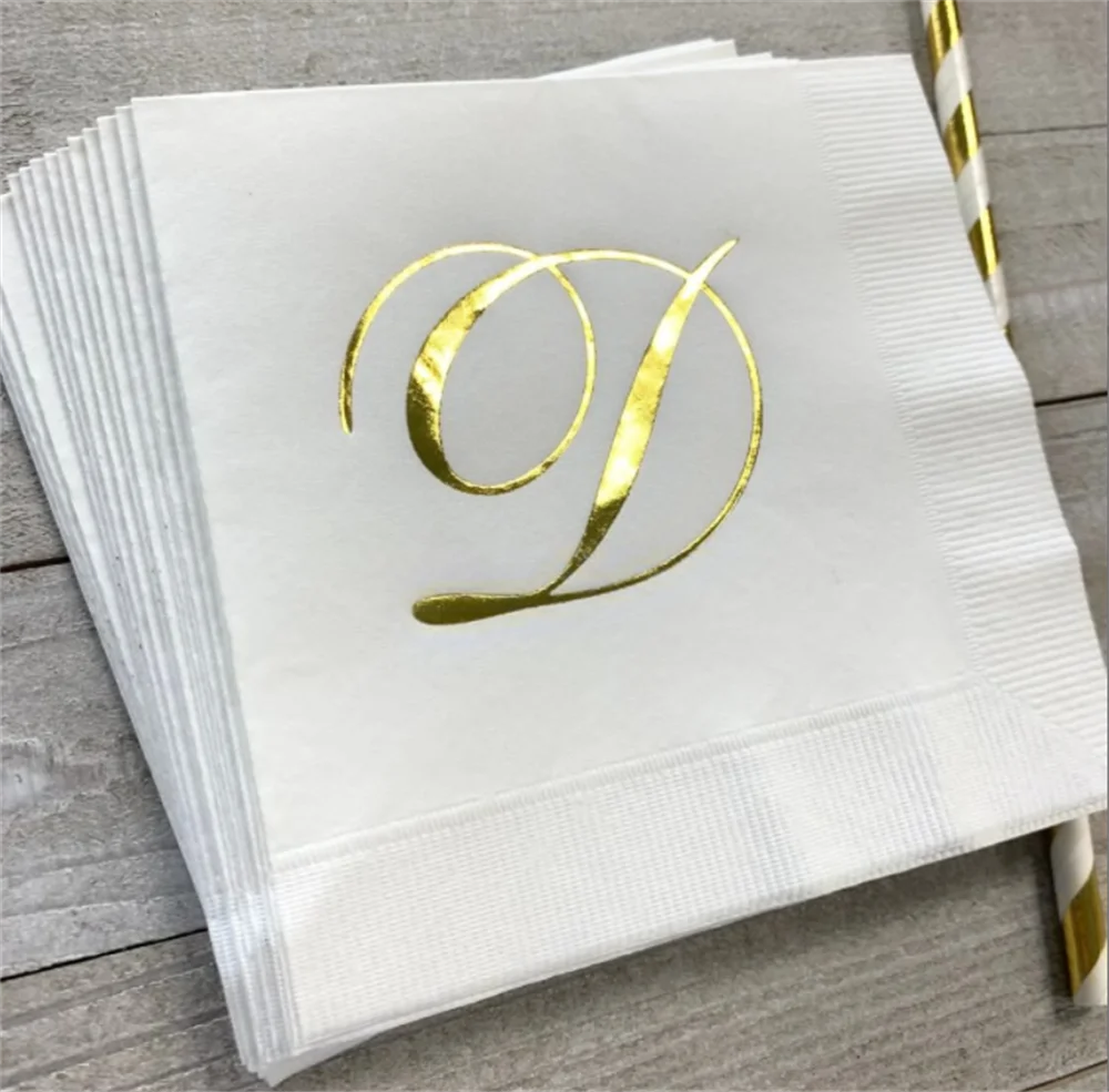 

50PCS Personalized Elegant Classic Monogram Wedding Napkins Custom Monogram Initials Custom Napkins Printed Paper