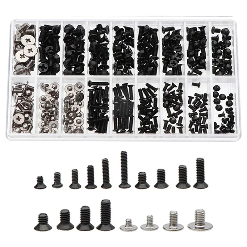 360pcs M2 M2.5 M3 Machine Laptop Notebook Flat Head Screws Replacement Kit for Dell Sony IBM HP Lenovo Screw