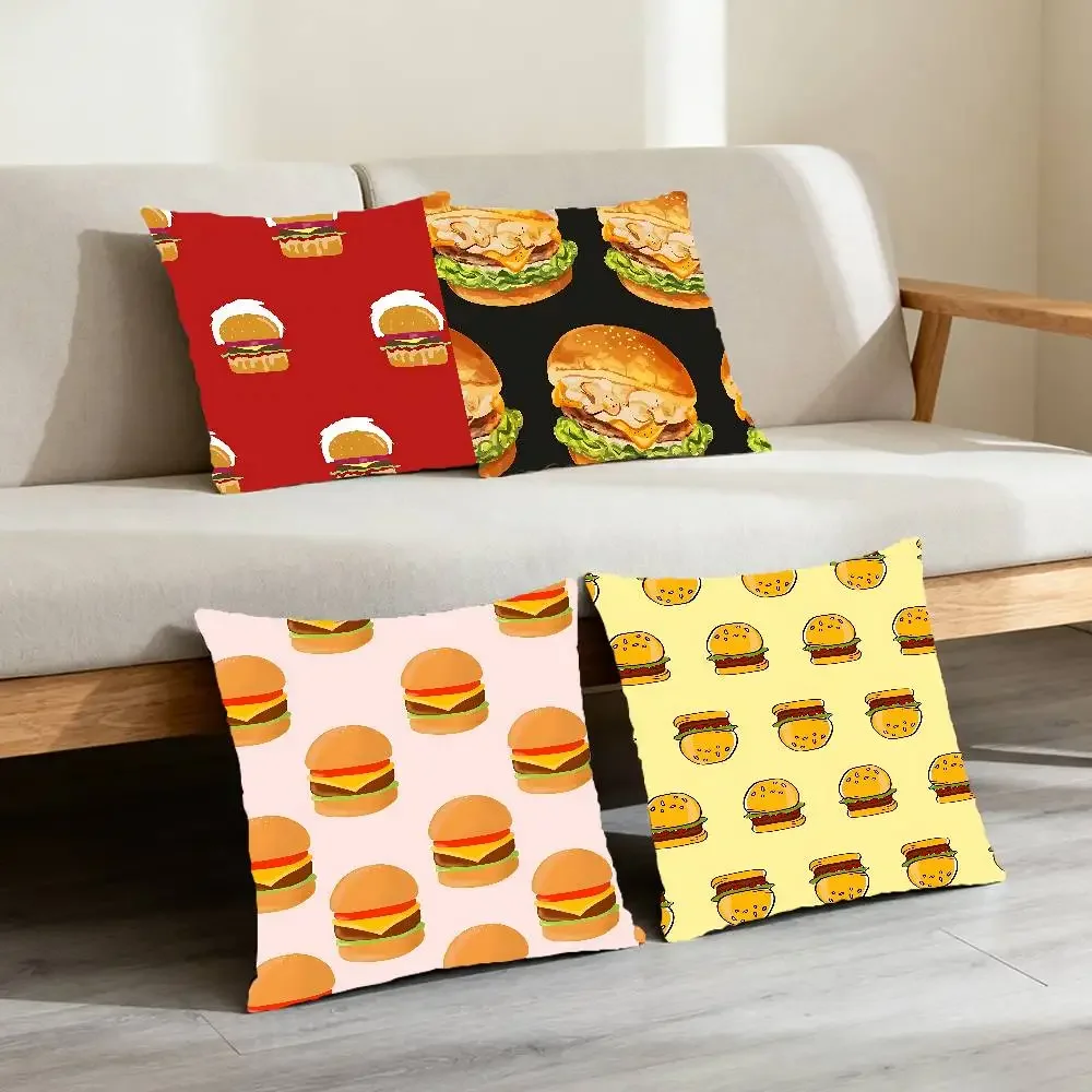 Cartoon Burger Pillow Case Cushion Cover Polyester Pillowcase Decorative Sofa Cushion Pillowcase Home Decor