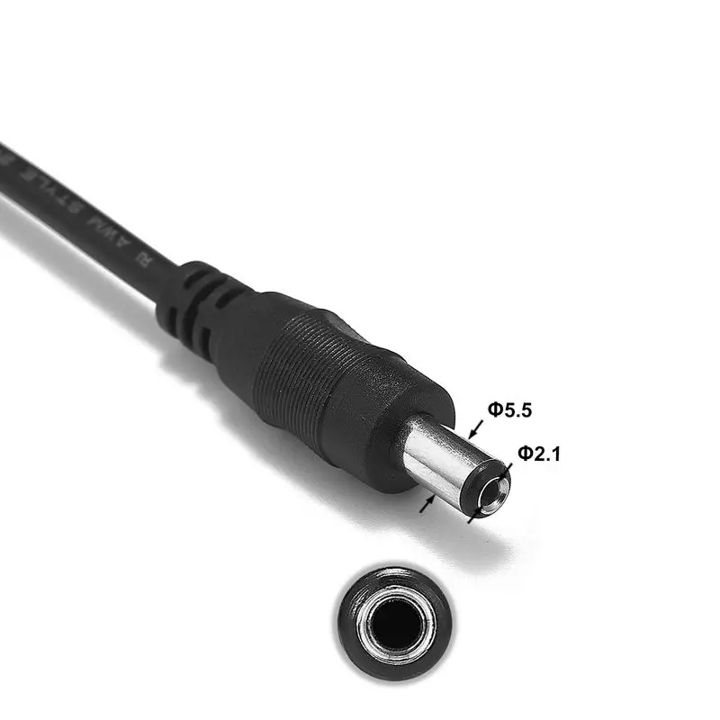 Imagem -03 - Cabo de Extensão de Energia dc 200 Peças 12v 5.5 mm x 2.1 mm 20awg 0.5 Mm2 3m 5m Plugue de Conector Fio de Cobre para Cctv Tira de Led