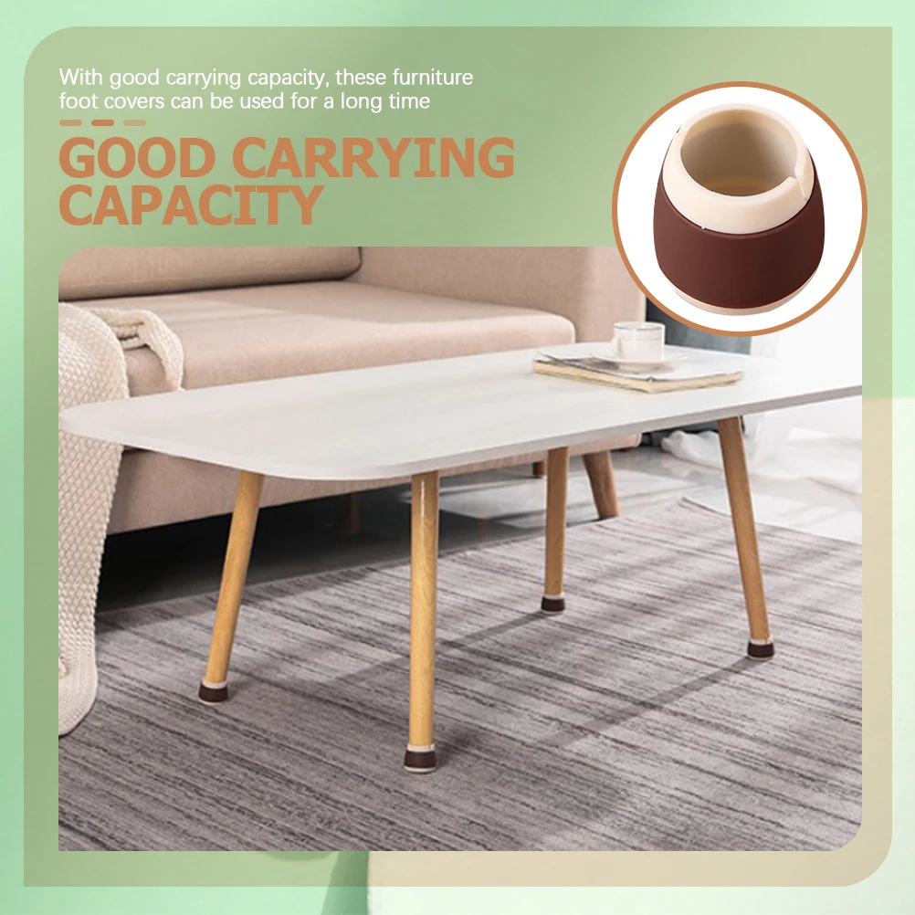 

8pcs Furniture Leg Protectors Chair Foot Covers Coffee Color Round Square Silicone Pads Hardwood Floors Easy Install