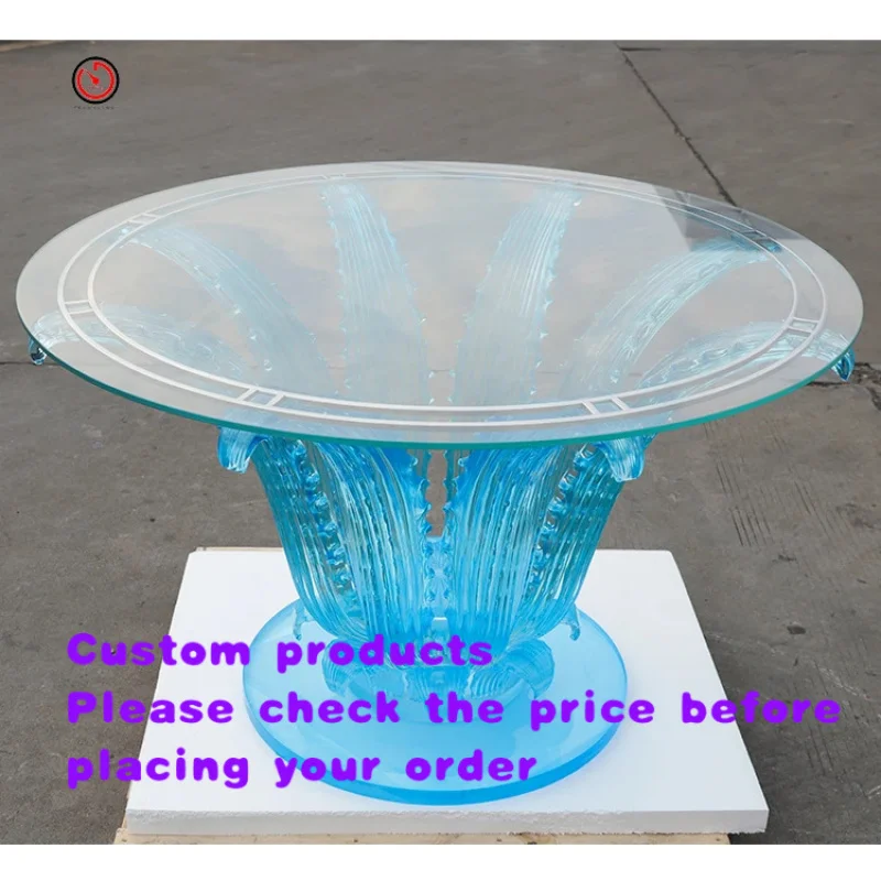 custom.TT customizable high end artistic round cactus shape glass table top epoxy resin dining table