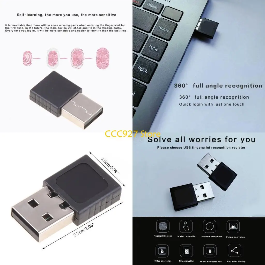 

B03F USB Fingerprint Reader Security for Key for Windows 10 Dongle File Encryption