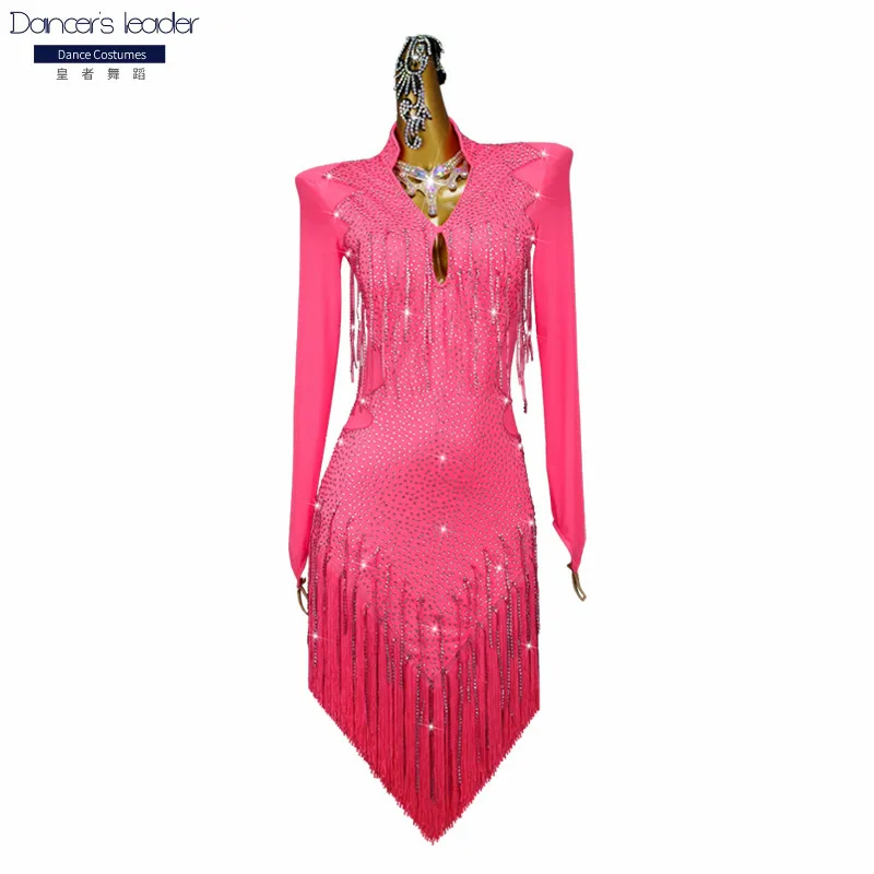 

Latin Dance Dress High-end Customized Tassel Rumba Solo Dress Cha Cha Tango Female Adult Stage Professional Dress