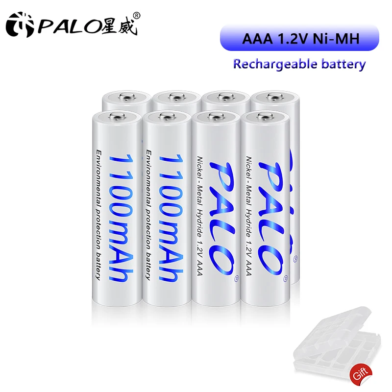 

PALO 1.2V AAA Rechargeable Batteries 1100mAh Ni-MH 3A Rechargeble Battery for Camera Toys flashlight+AA/AAA Battery Storage Box