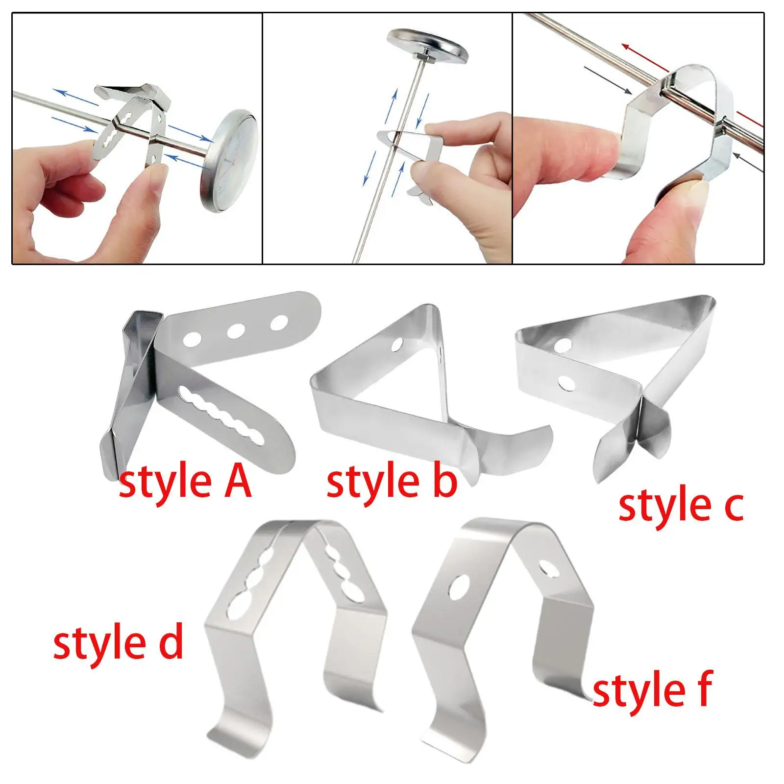 Universal Probe Clips Holder Stainless Steel Thermometer Stand Adjustable Clamp Fixing for Barbecue Grill Kitchen Cooking