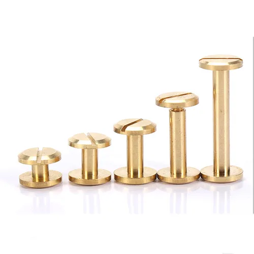 10 Uds. Tornillos Chicago de encuadernación de latón, remaches, tornillo de cinturón ranurado para álbum de fotos, menú de escritorio, sujetadores de billetera, longitud de varilla 3 ~ 30mm