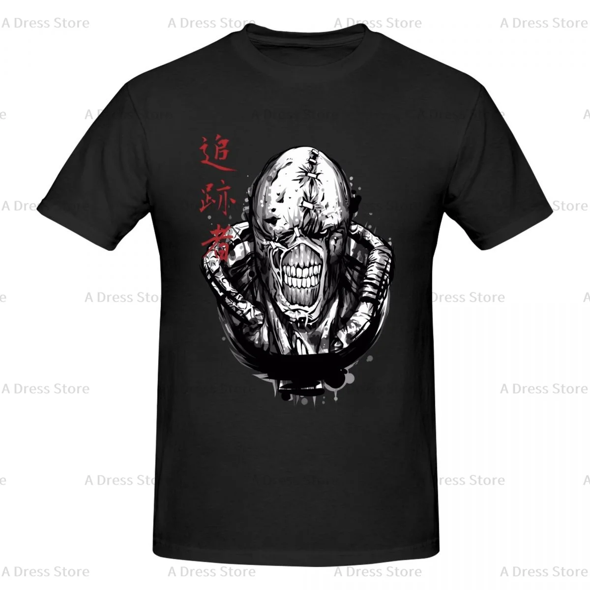 Resident Evil Men's round neck T-shirt,Oversized print Tee Shirt,Casual Large Size Tshirt