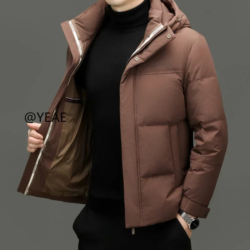 YEAE Solid Color Large Grid Short Down Jacket Designer Clothes Men Luxury Lightweight Padded Jackets Male Cold Coat for Winter