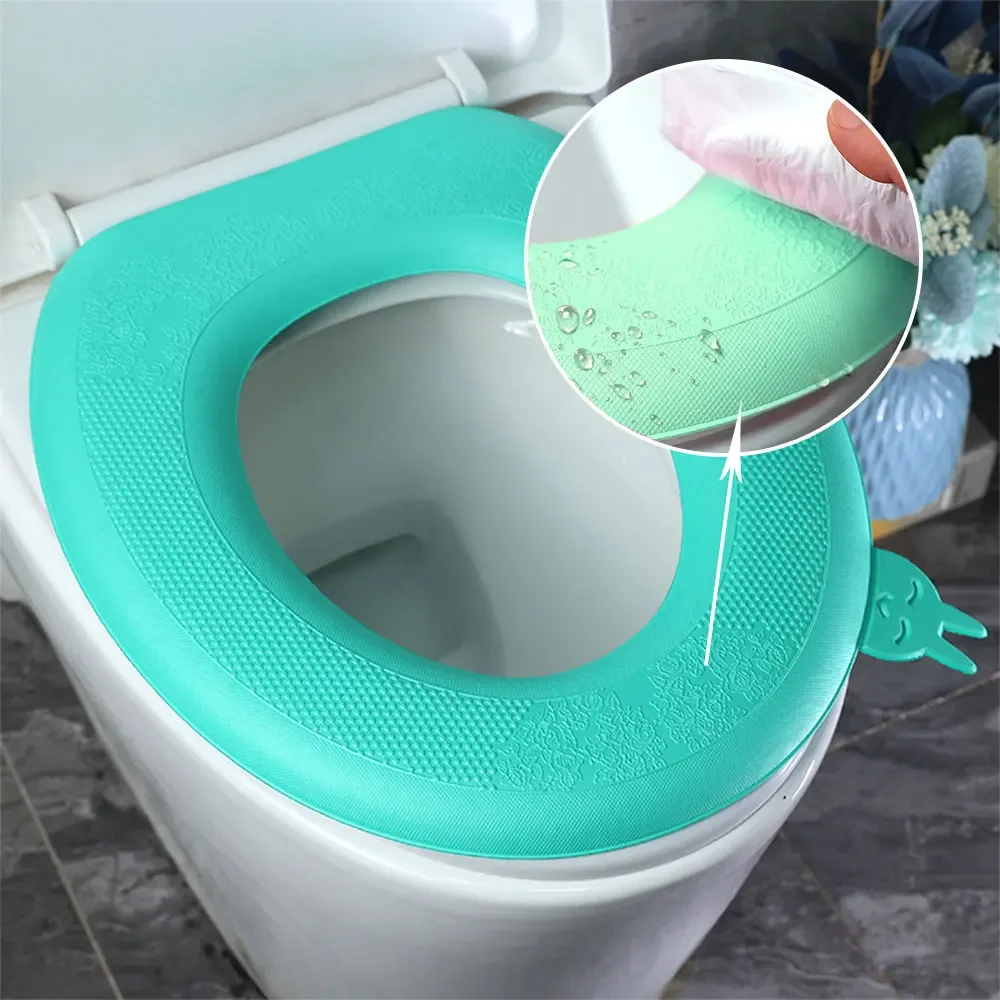 Waterpoof Handle Toilet Seat Cover Bathroom Washable Closestool Mat Pad Cushion O-shape Toilet seat Bidet Toilet Accessories