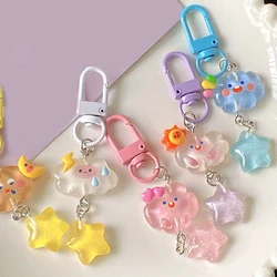 Cute Cartoon Cloud Star Keychain Pentagram Key Chain For Girls Children Decoration Key Ring Jewelry