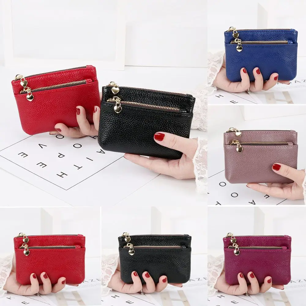 2021 New Leather Coin Purse Women Mini Change Purses Kids Coin Pocket Wallets Key Chain Holder Zipper Pouch Card Holder Wallet