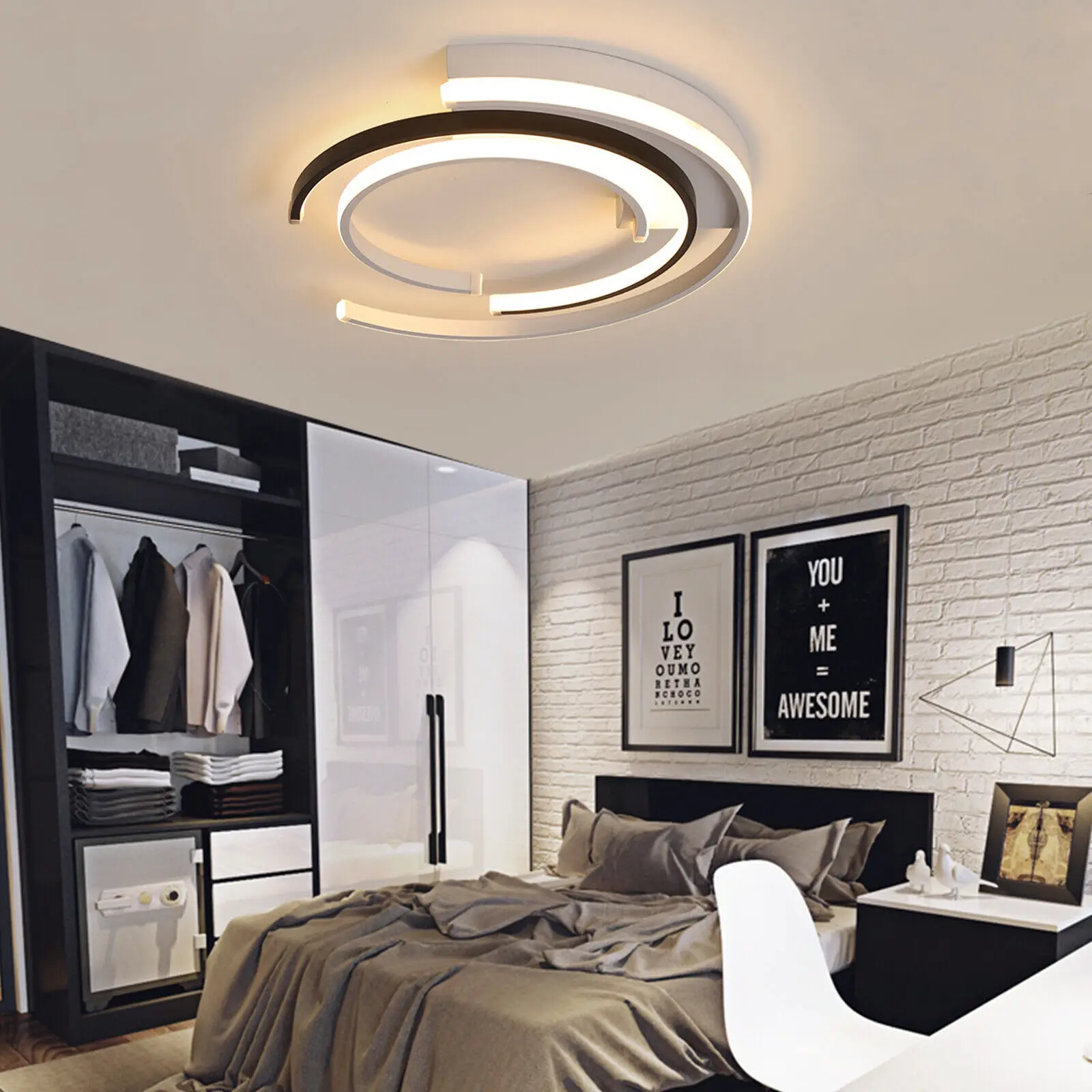 52W Indoor Modern LED Round Acrylic Ceiling Lamp Warm Light Personality  Bedroom Living Room  Lighting Lamp