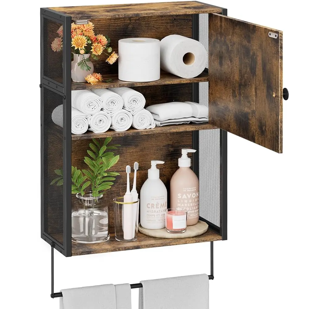 

Small Bathroom Cabinet Wall Mounted Hanging Bathroom Shelves For Wall Medicine Cabinet With Towels Bar Bath Over Toilet Storage