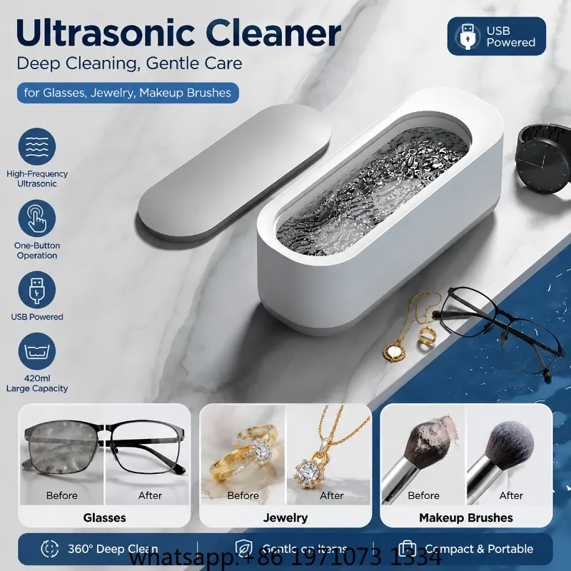 Ultrasonic Cleaning Machine Vibration Cleanser Wash Cleaner Jewelry Glasses Cleaner Watch Cleaning Makeup Brush Cleaning Tool
