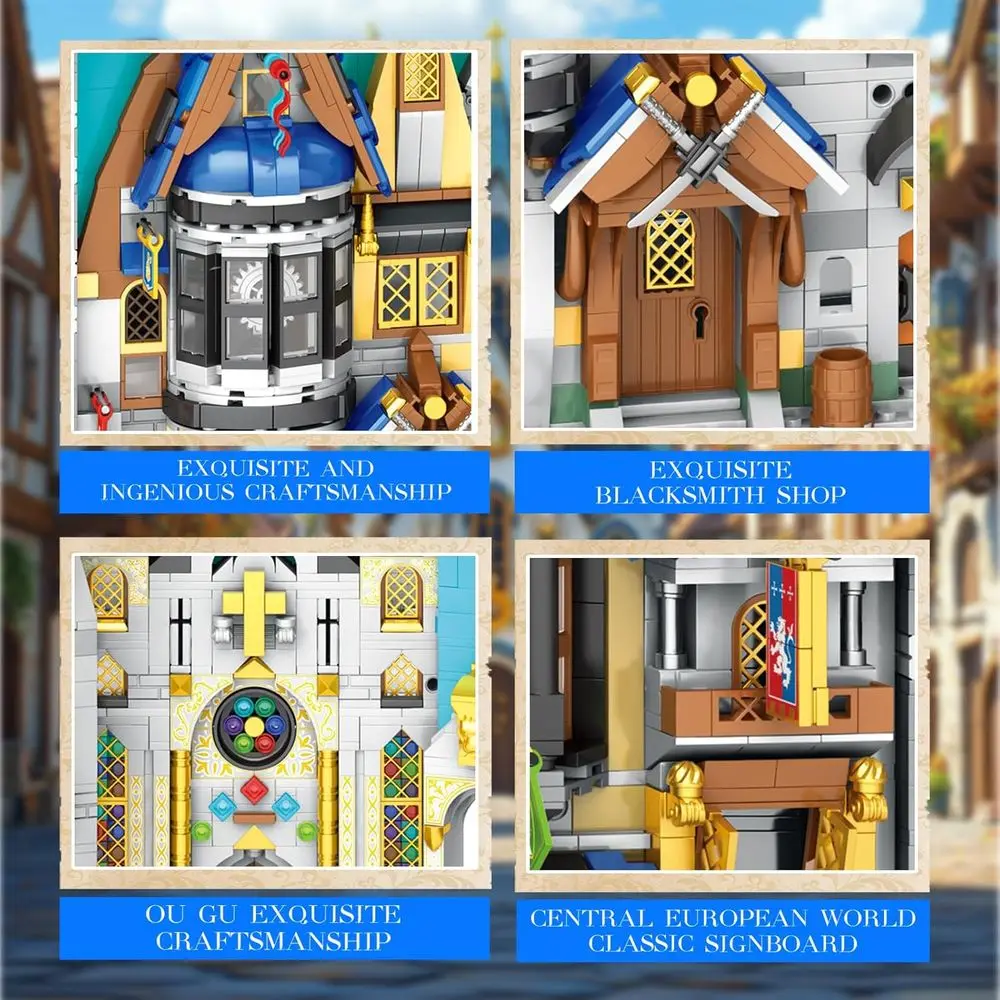 Mittelalterlicher Buchecke im europäischen Stil mit Licht, DIY-Bausatz für Zuhause, geeignet für Kinder ab 8 Jahren