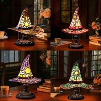 Colorful Witch Hat LED Table Lamp, Handmade Wizard Hat Shape Night Light Ornament ,Creative USB Socket Light Bedroom Decoration