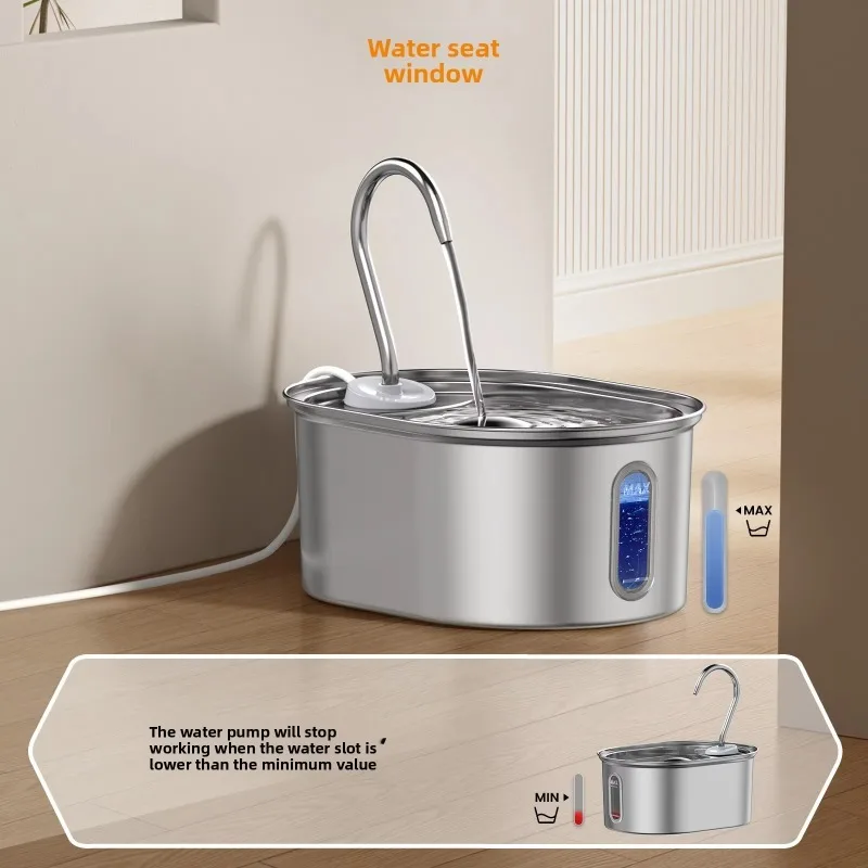 Large Capacity Stainless Steel USB Powered Mode Cycle Filter Cat Dog Automatic Drinking Machine Smart Pet Water Dispenser - view 3
