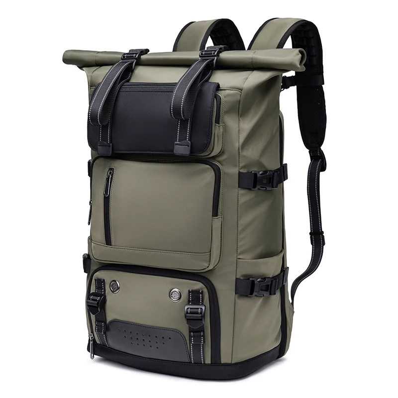 

EURCOOL Roll Top Men Backpack High Capacity Multifunctional Waterproof Backpack Daily Travel Bag Casual Rucksack for Unisex