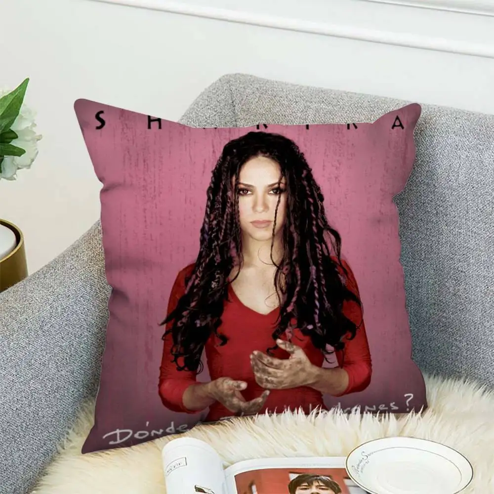 

S-Shakira Pillow Case Album Case Sofa Decorative Home Double-sided Printing Short Plush Cute Cushion Cover