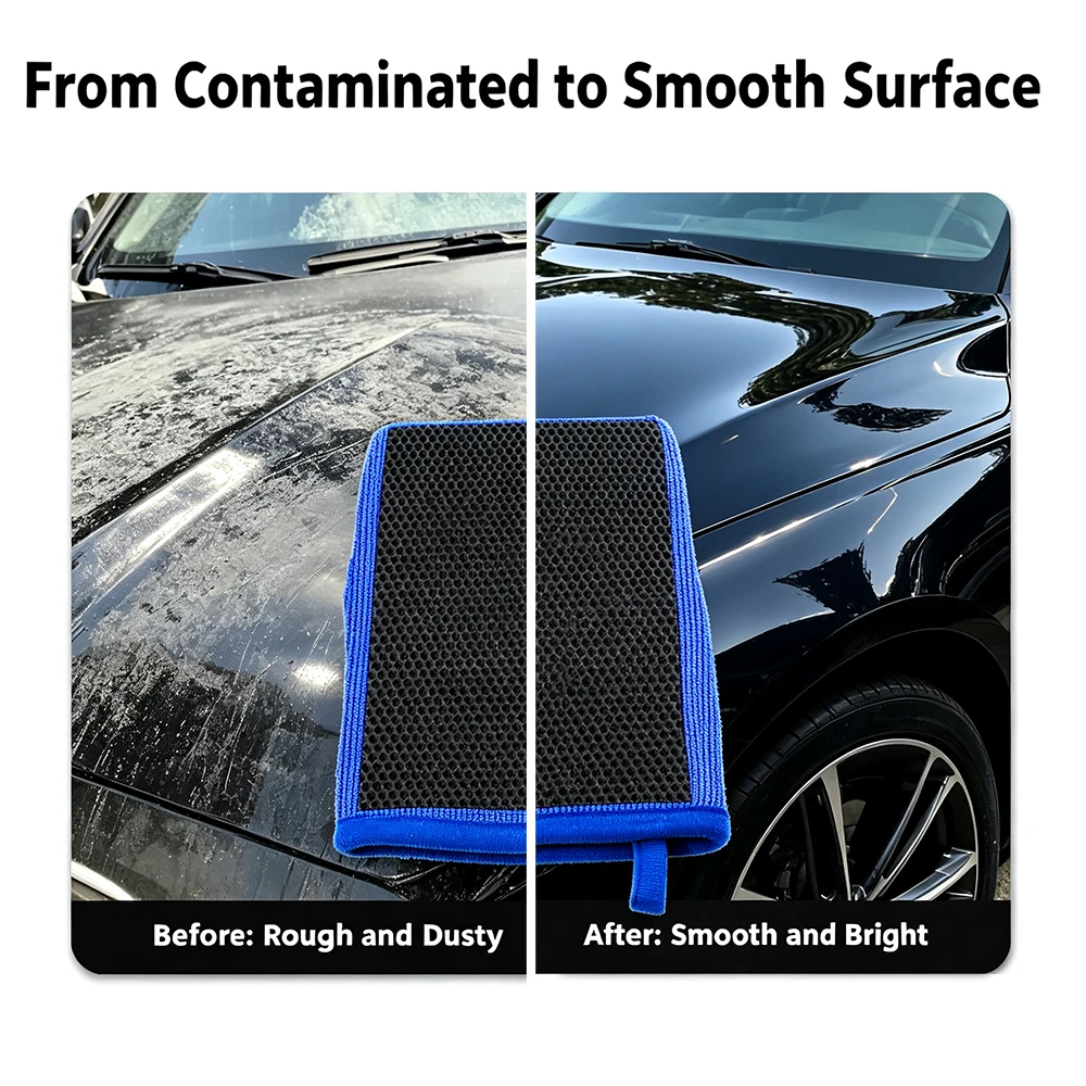 Car Clay Mitt Honeycomb Auto No Scratch Paint Decontamination for Iron Powder Bug Stains Tar Tree Sap Overspray Removal toosl