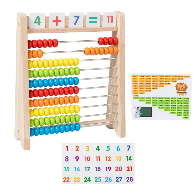 Cadre de calcul en bois pour enfants, outil d'enseignement arithmétique, opération des mathématiques, exercice de réflexion des nombres, jouets éducatifs Montessori