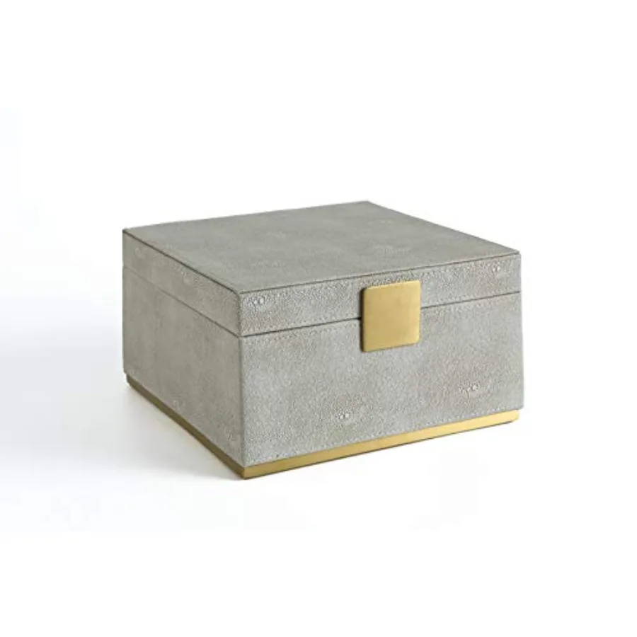 

Ivory Shagreen Square Decorative Organizer for Home Decor - Faux Leather Storage Jewelry Box - Men's Accessories Women's Cosmet