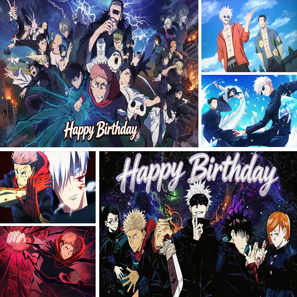 Fondo Temático de Jujutsu Kaisen para Fiesta de Cumpleaños, Decoración con Personaje de Anime Gojo Satoru, Fondo para Fotografía, Pancarta y Accesorios