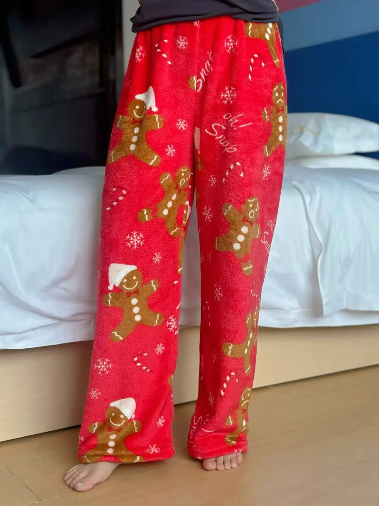 Hello Kitty Christmas Pants Cartoon Flannel Loungewear Autumn Winter Casual Trousers Women's Home Pants Christmas Gifts