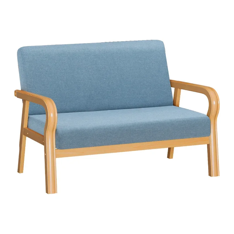 

Small household log style apartment living room double, Nordic simple three-person solid wood sofa