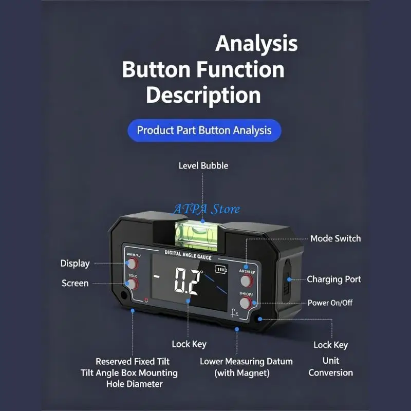 U13C Digital Finder for Motorhome Leveling with Bubble Vial View