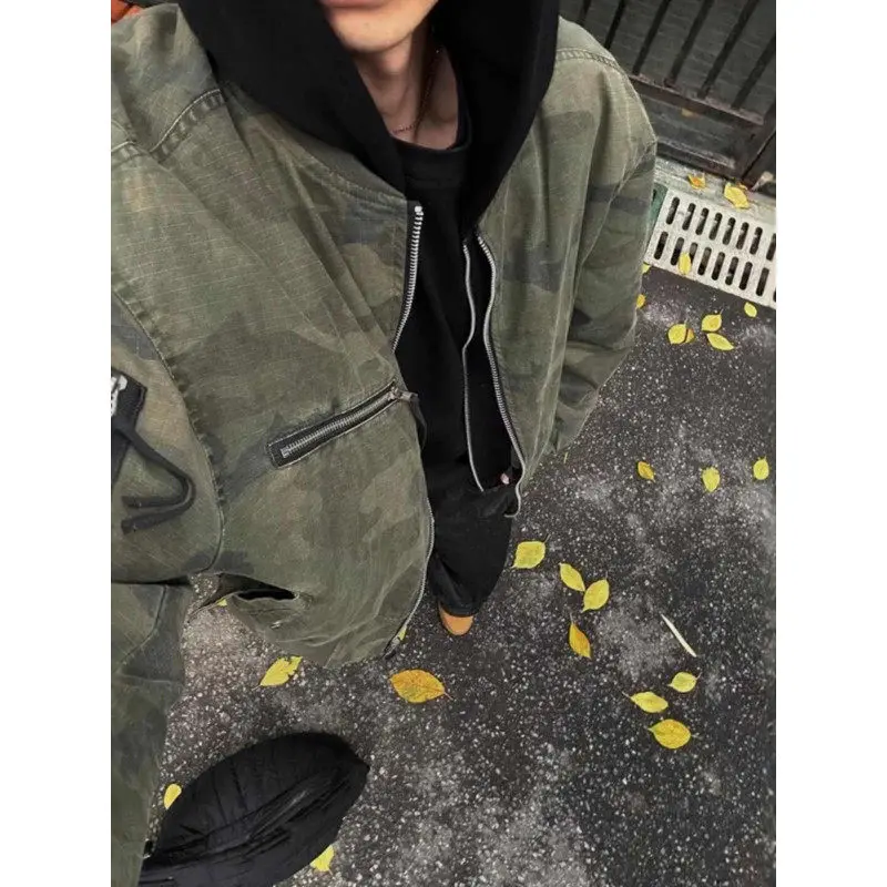 

American Retro Camouflage Pilot Jaet Cotton Workwear Men's Trendy Brand ort Hooded Military Cotton Coat Outerwear