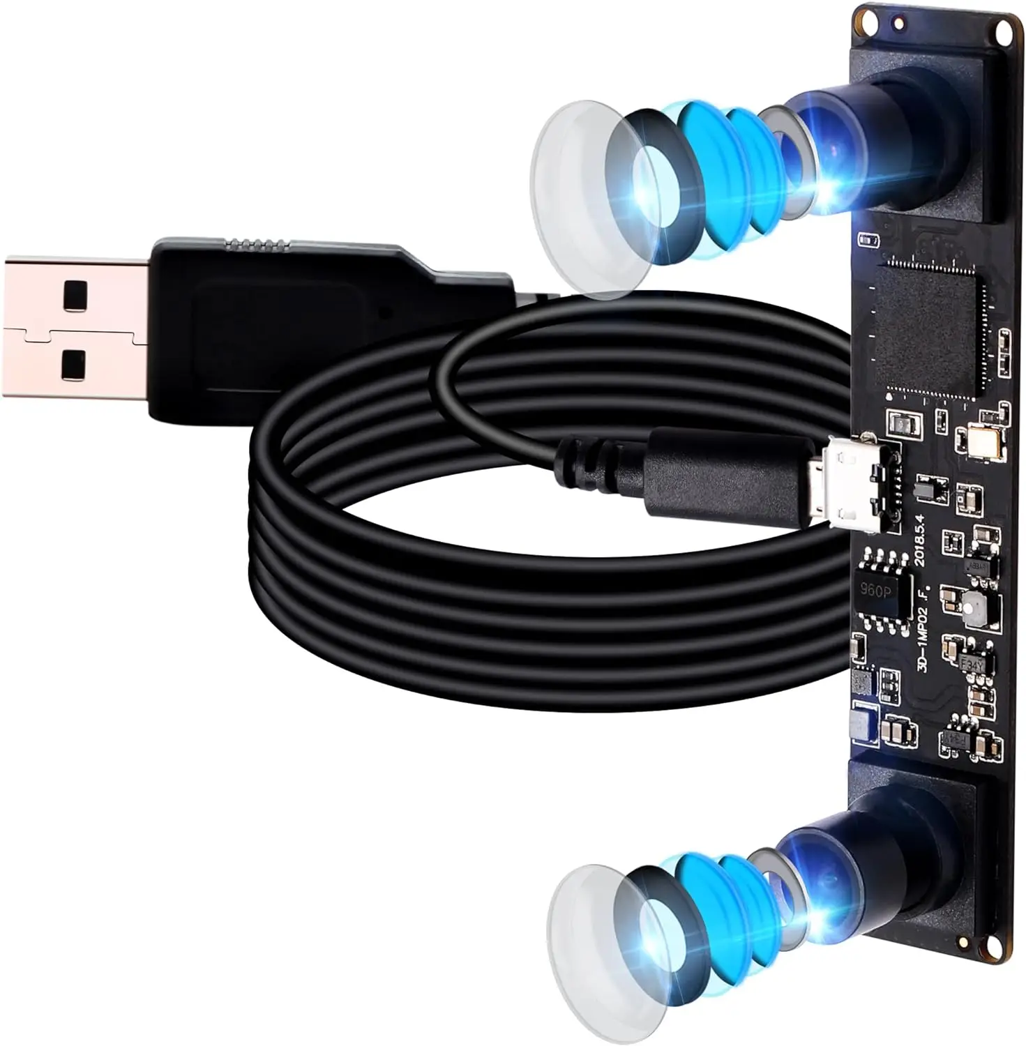 1.3MP 960P USB2.0 Dual Lens Usb Camera Module Synchronization Camera for 3D Depth Detection of Human Eye Effect