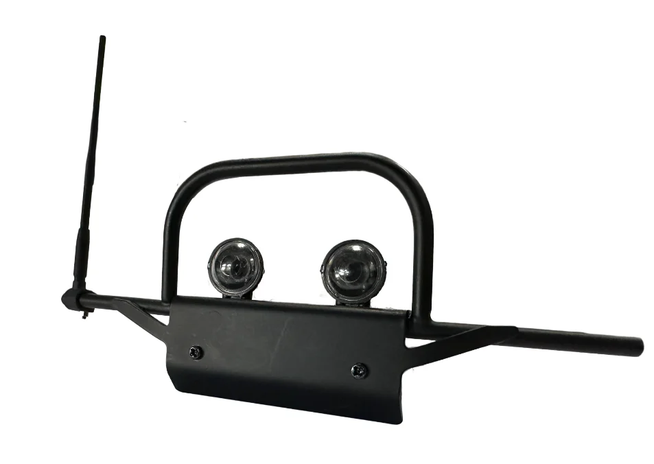 Mangniu Metal Front Bumper Anti Collision Guard Bar Rc Upgrade Modified Part With Led Light Antenna For Mn128 Wrangler Crawler
