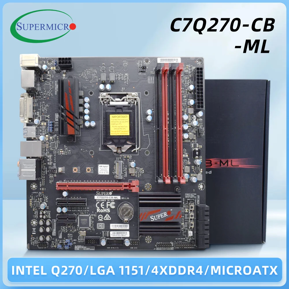 SuperMicro C7Q270-CB-ML LGA 1151 Motherboard  Intel Q270 Chip  4xDDR4 64GB PCI-E 3.0 Micro ATX  for 7th/6th Gen Core cpu