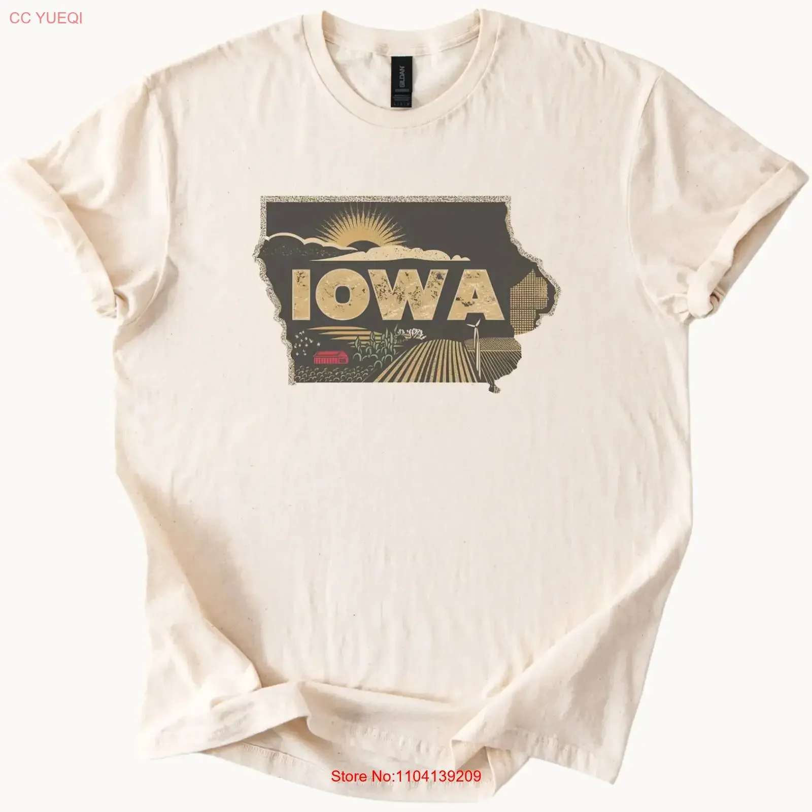 Iowa State T Shirt Sunrise Farmland Barn Cornfields Midwest vintage Washed graphic Soft Comfortable Unisex homme Breathable