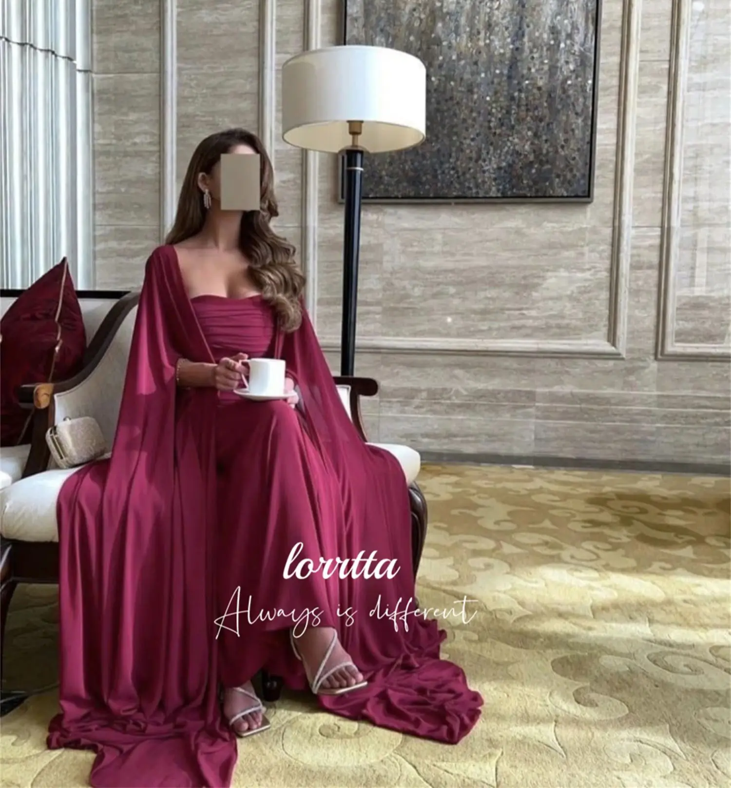 Lorrtta Ball Gown Party Dress Chiffon Graduation Eid Mermaid Grace Deep Red Evening Dresses for Formal Occasions