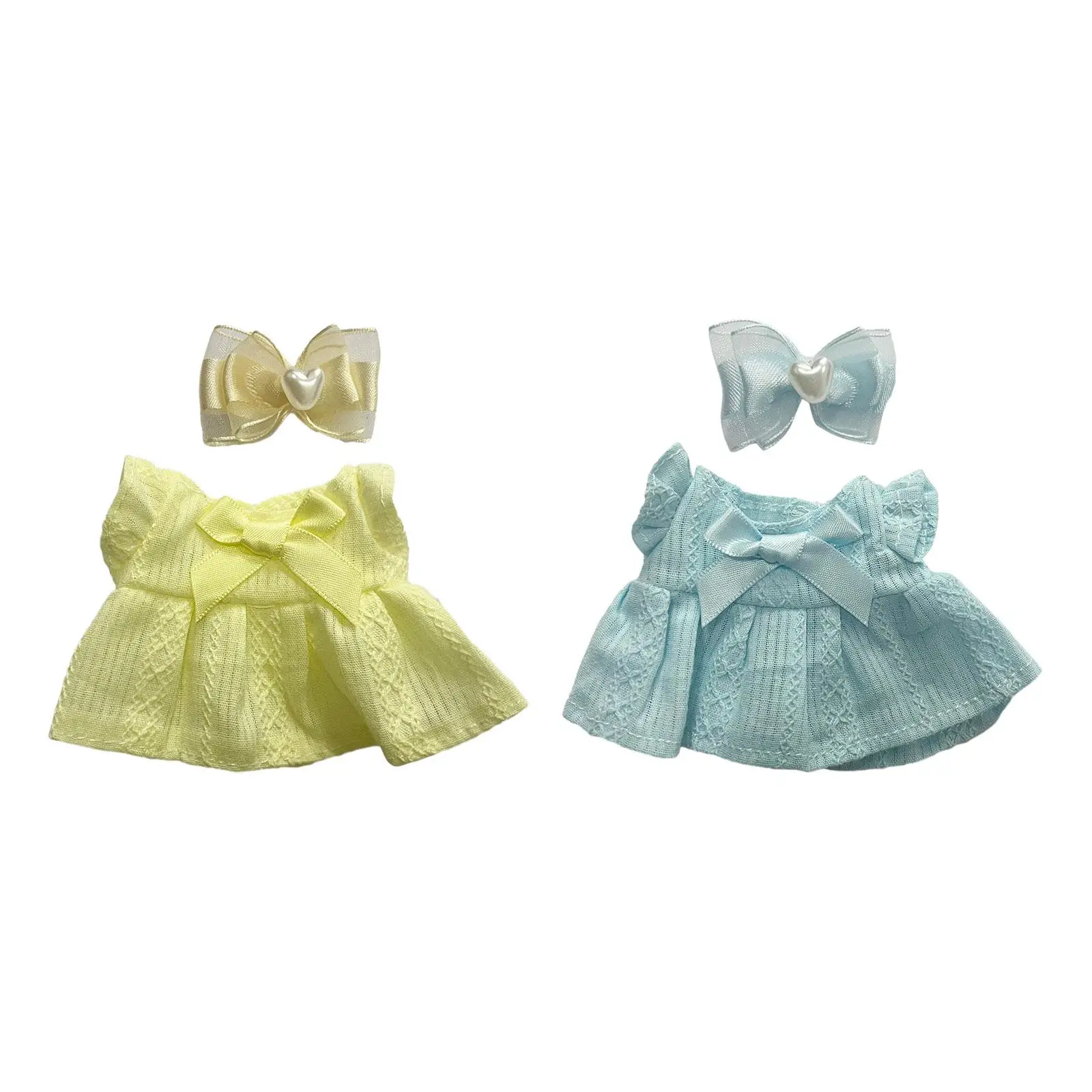 2Pcs Mini 6 inch Doll Clothes,Doll Dress Set with Headwear,Gift,Clothing Dress up,Comfortable Adorable Doll Clothes for Dolls