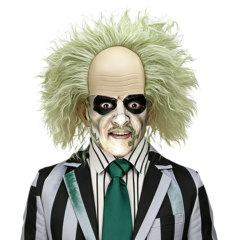 Red Curly Clown Wig With Simulated Bald Scalp Synthetic Hair Halloween Cosplay Costume Party Wig Adult Men Carnival Stage Props