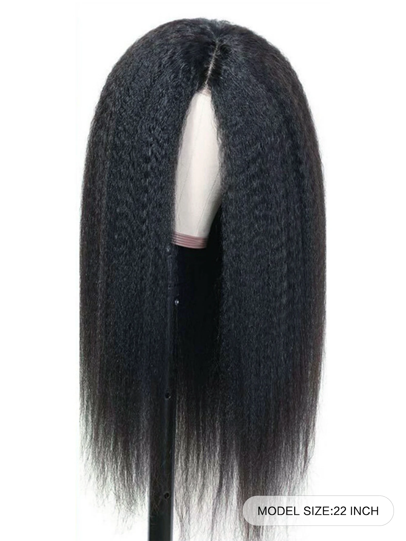 ロングブラック縮毛矯正ストレート合成ウィッグ レディース ミドルパート ヤキストレートヘア デイリーコスプレ耐熱ファイバーウィッグ